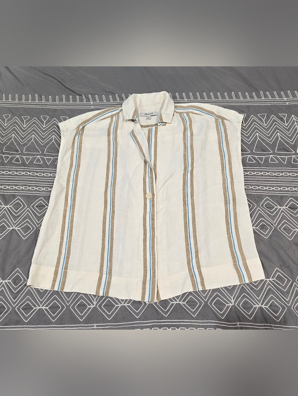 Madewell Boxy Cap-Sleeve Linen Shirt Size XXS